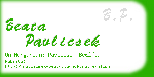 beata pavlicsek business card